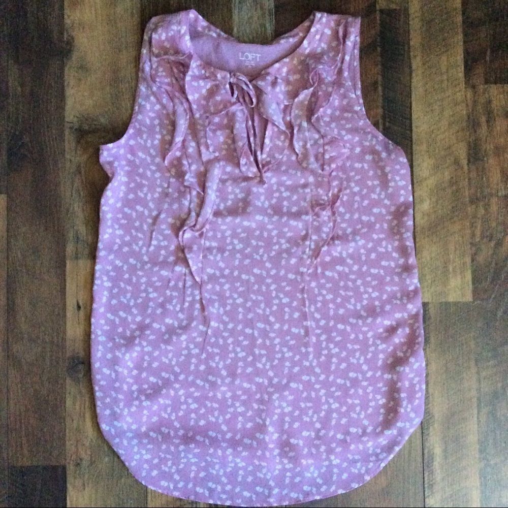 Loft Outlet Top Sleeveless Ruffles Blouse Pink XS